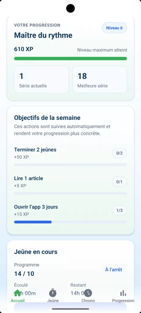 Application de suivi de jeûne intermittent Bien Jeûner