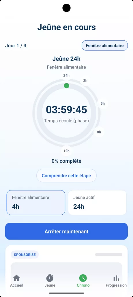 Application de suivi de jeûne intermittent Bien Jeûner